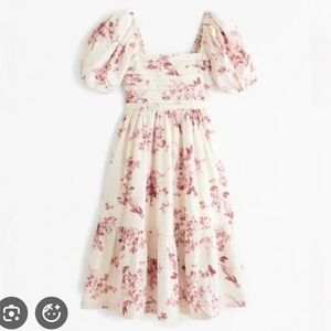 Abercrombie & Fitch Emerson Poplin Puff Sleeve Midi Dress